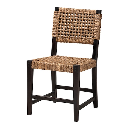 Baxton Studio Alise Modern Bohemian Dark Brown Mahogany Wood and Banana Fiber Dining Chair 228-13102-ZORO